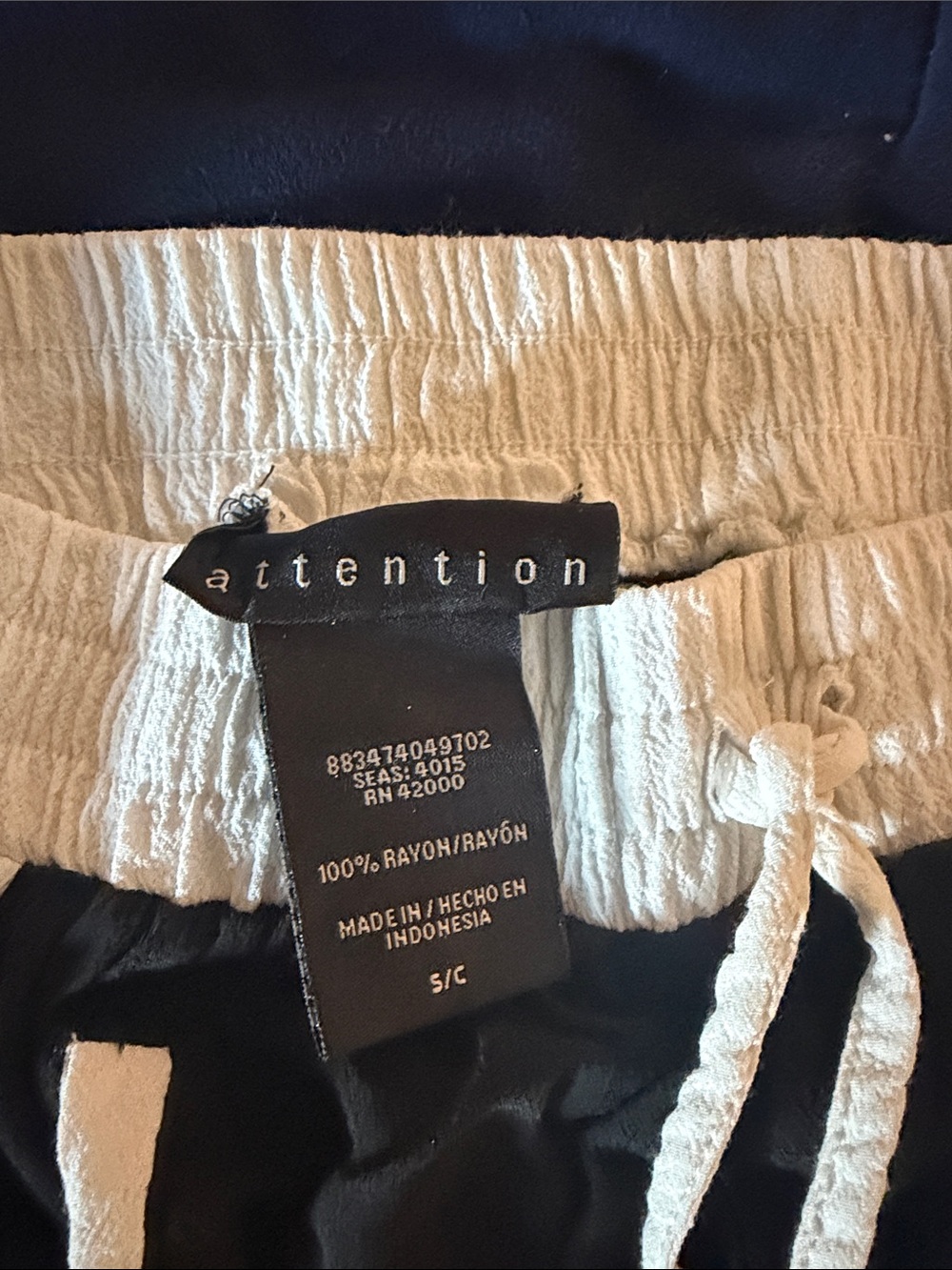 Black and Cream Drawstring Waist shorts - Picture 7 of 7